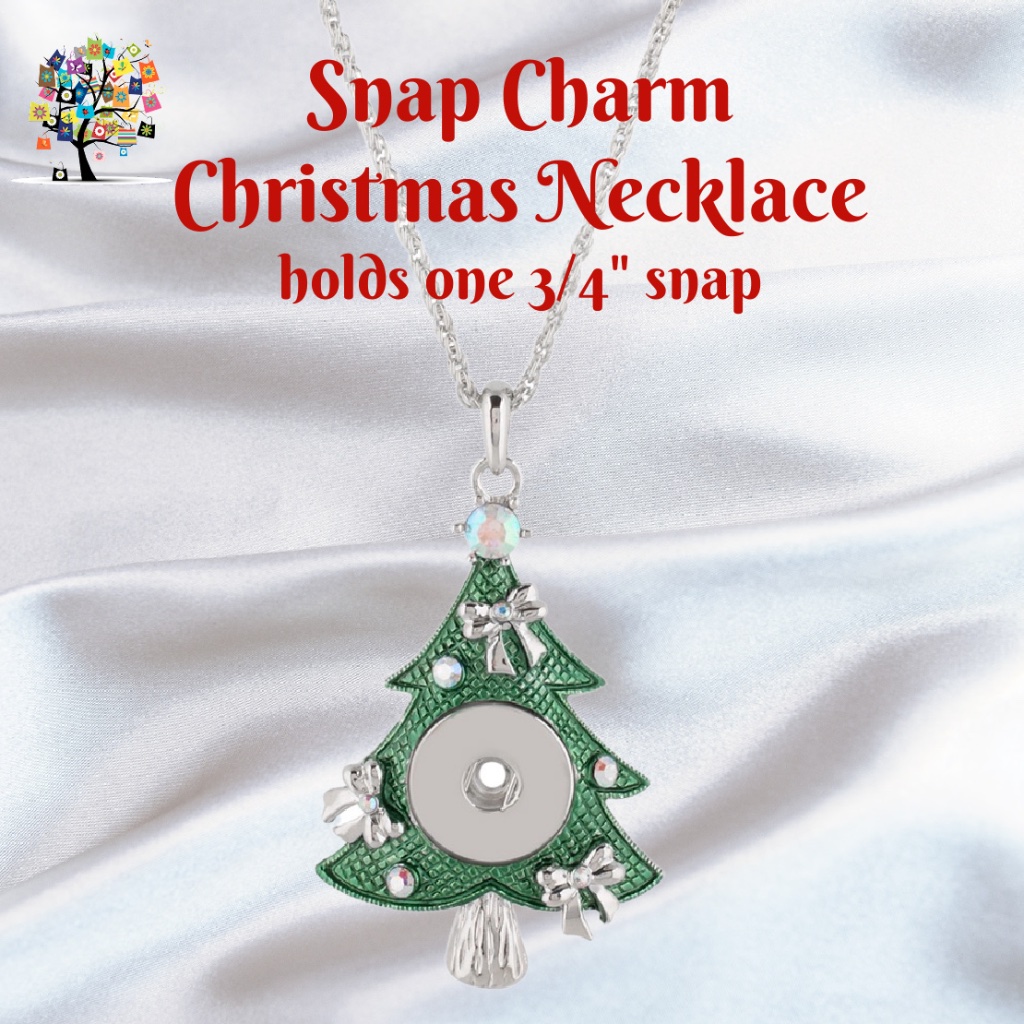 Snap Charm Christmas Tree Large Pendant Necklace Includes Chain